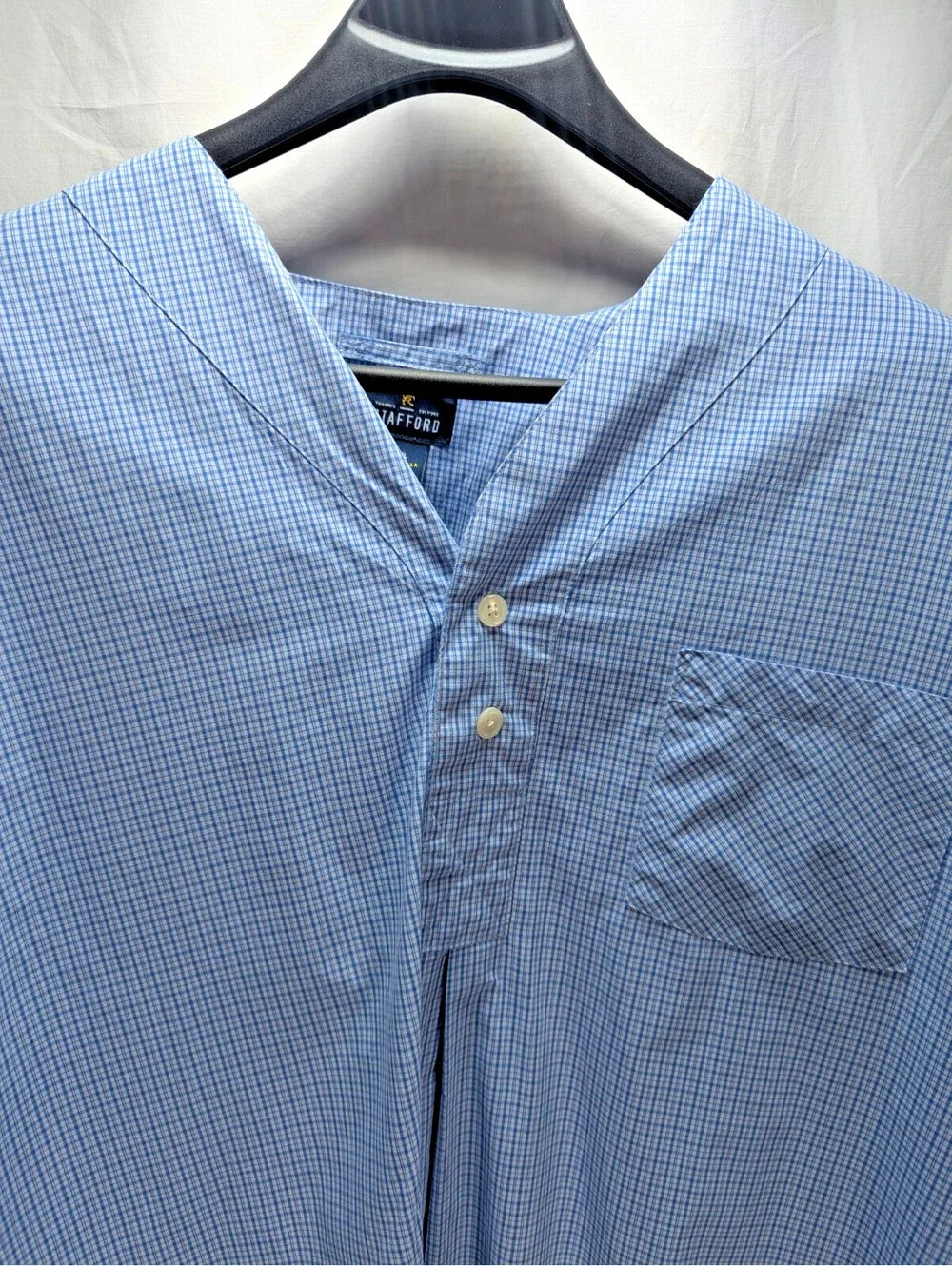 Stafford Sleepwear XXL Regular Fit Sleepshirt Blue Check Pajamas PJ's Comfy